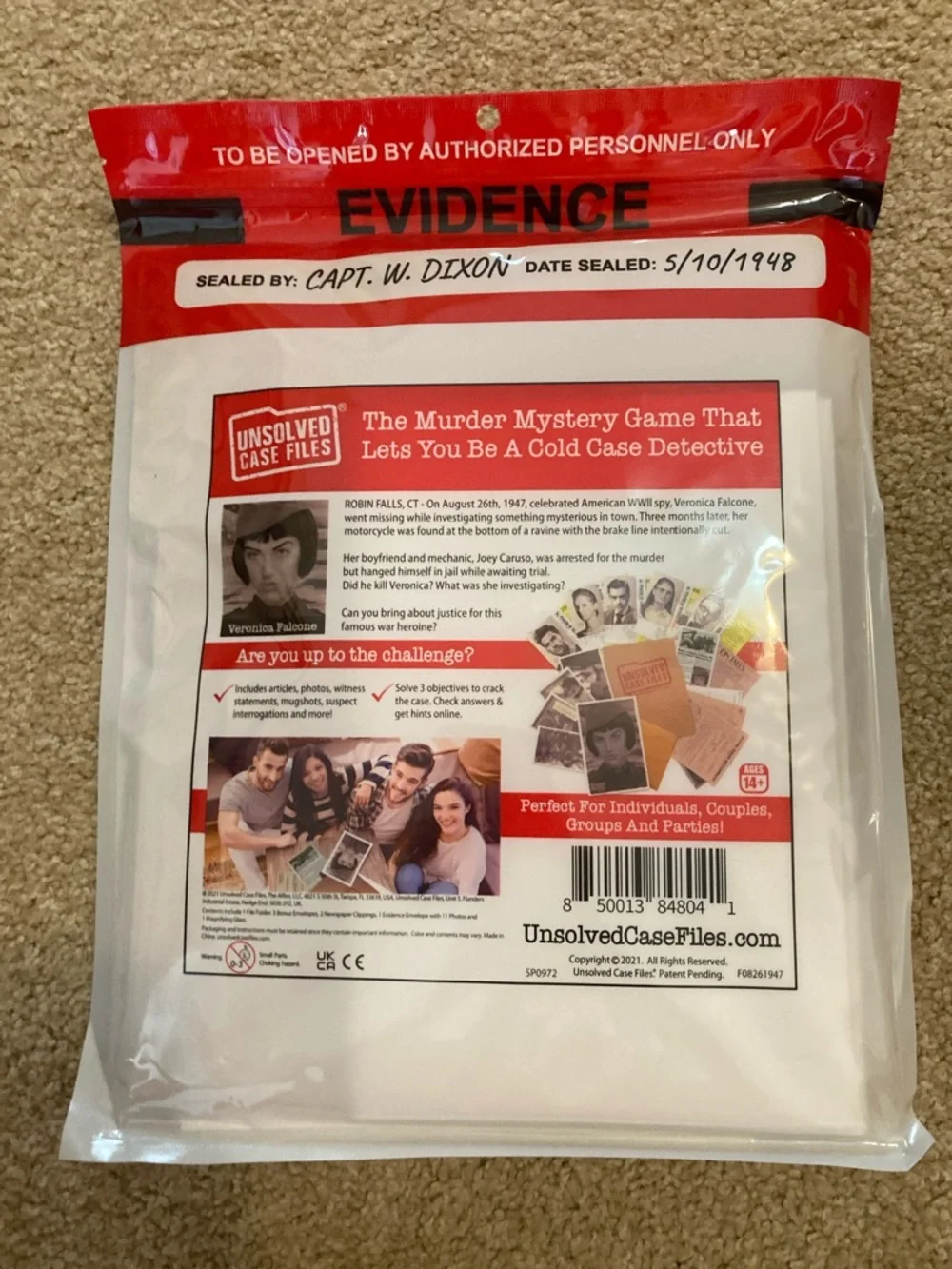 Unsolved Case Files Evidence Bag Board Game - Red and Brown - Picture 2 of 2